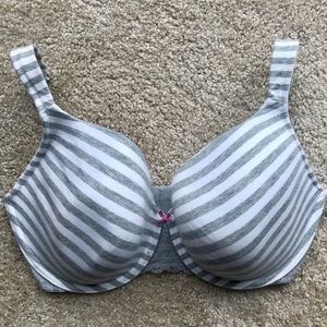 LB Cacique Striped Cotton Bra 38DDD